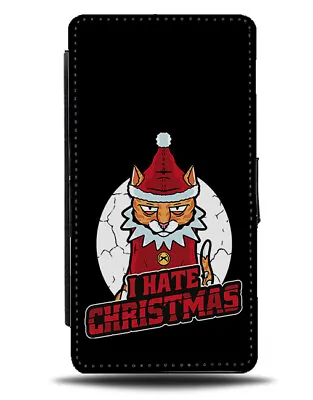 Funny I Hate Christmas Cat Flip Wallet Case Sad Grump Anti Humour Novelty N736 • £19.99