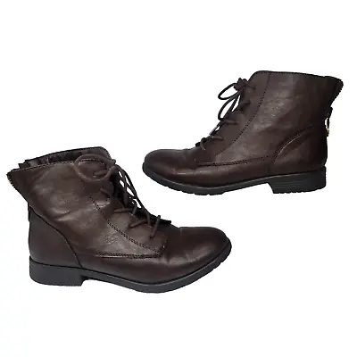 Brown Combat Boots Womens 7.5 Dark Academia Steampunk Ankle Lace Up Style & Co • $19.99