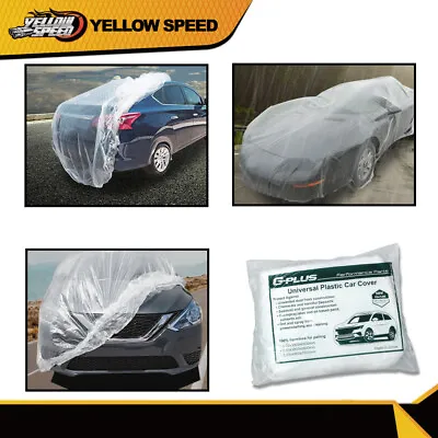 Universal Rain Dust Garage Clear Plastic Disposable Car Cover Temporary 1 Pack • $10.60