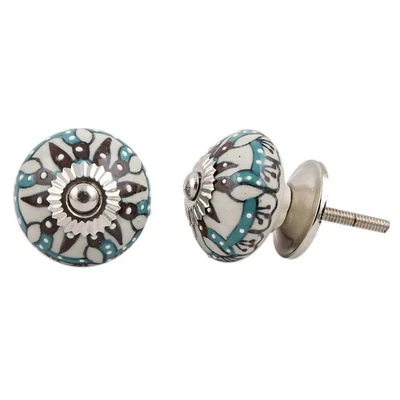 £3.49 • Buy Shabby Chic Ceramic Door Knobs | Cupboard Handles | Blue Green Cabinet Pulls