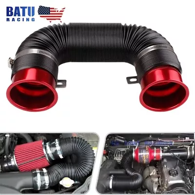 3  Universal Flexible Car Cold Air Intake Hose Filter Pipe Telescopic Tube Kit • $20.99