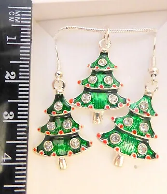 £5.75 • Buy Christmas Tree Necklace & Earring Set Gift In White Box & Organza Gift Bag
