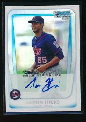 AARON HICKS AUTO 2011 Bowman Chrome Autograph REFRACTOR #/500 Yankees Rookie RC • $39.99