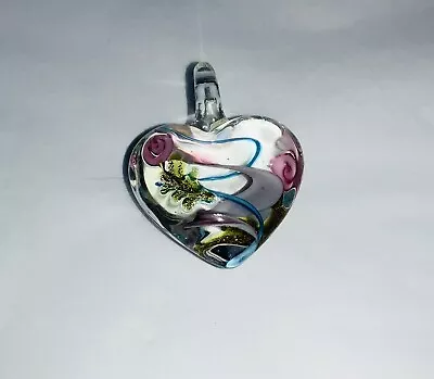 Blue & Pink Twist Clear GLASS HEART Charm PENDANT Necklace Gift J • $1.23