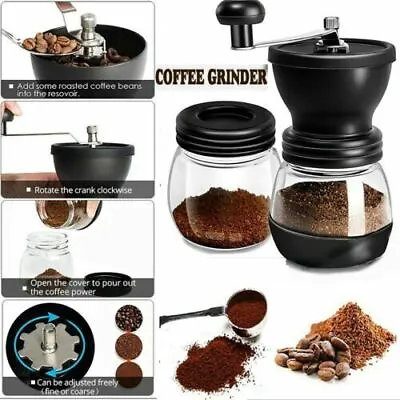 £8.83 • Buy Manual Coffee Bean Grinder Adjustable Coarseness Ceramic Hand Held Mill