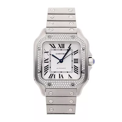 Cartier Santos Automatic Steel Diamonds Ladies Bracelet Watch W4SA0005 • $8950