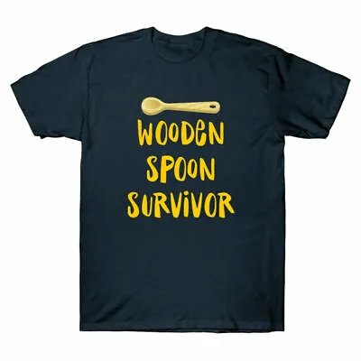 Survivor Tee Men's Cotton Gift Black T-Shirt Wooden Spoon White Navy Funny • $27.49