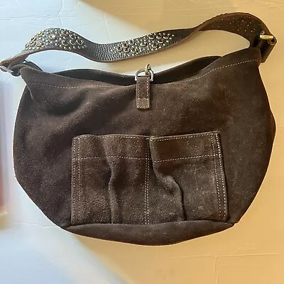 Tylie Malibu Brown Suede Hobo Bag With Pyramid Stud Accents • $84