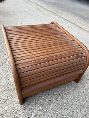 Mid Century Modern Teak Wood Roll Top Desk File Organizer+ • $30