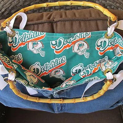 Miami Dolphins Football NFL Blue Jean Denim Purse Bootie Bag Fins • $22