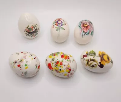 Vintage Easter Eggs Ceramic Hand Painted And Glazed And Decal Lot Of 6 1980s • $18.69