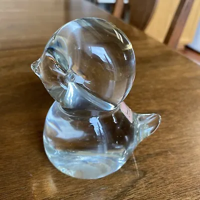 Vintage Viking Art Glass Duckling Clear Figurine • $38