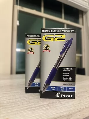 24 Pilot G-2 Retractable Gel Pens Fine Point 0.7 Mm Blue Ink ! Ships Today! • $24.29