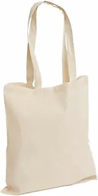  5 Plain Eco Natural Cotton Calico Shopping Bag/Totes With Long Handles 42*38 • £8.99
