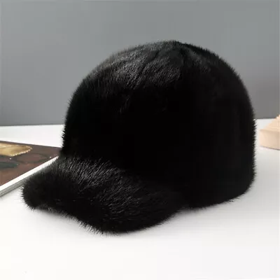 Men's Real Mink Fur Hat Thicken Winter Warm Baseball Cap Outdoor Fashion Handsom • $52.71