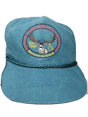 VTG Mule Deer Foundation Idaho Hunting Rope Snapback Baseball Hat Cap Green HTF • $24.95