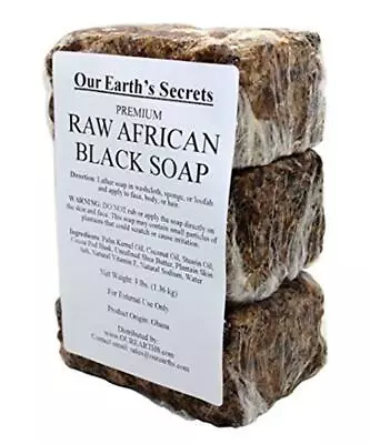 Our Earth's Secrets Premium Natural Raw African Black Soap 3 Pound  • $33.28