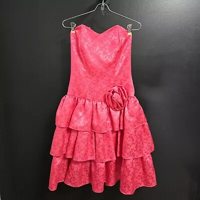 Vintage Prom Dress 80s Hot Pink Sleeveless Retro Formal Frances Harrison Size 6 • $99.99
