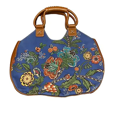 Marlo Womens Handbag Leather Blue Floral Sequin Beaded Isabella Fiore Style Boho • $33.64