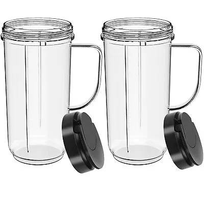 2 Pack Magic Bullet Blender Cups Tall 22oz Cup With Flip Top To-Go Lid Replac... • $29.86