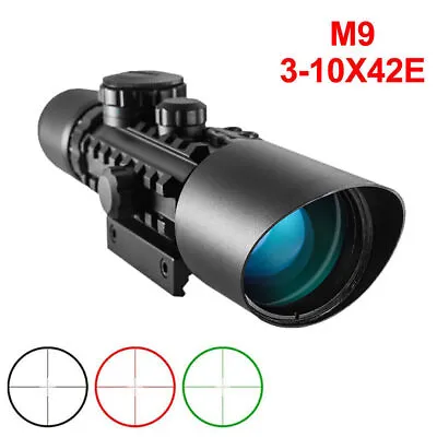 3-10X42E Tactical Red Green Illuminated Mil-dot Optical Scope & Red Laser Sight • $43.99