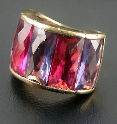 Vintage Stunning Facet Cut Glass Watermelon Fuchsia Ring Size - 6.5 • $6.50