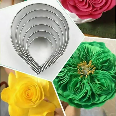 6pcs/set Cake Rose Petal Mold Decorating Fondant Sugarcraft Cutters Tools E1H7 • £2.92