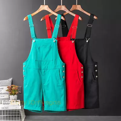 Men Summer Overalls Workwear Trousers Cotton Suspender Shorts Casual Pants M-5XL • $29.60