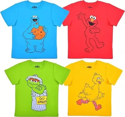 Boys Toddler Tee Shirt Top Pack Sesame Street Elmo Oscar Cookie Monster Big Bird • $23.99