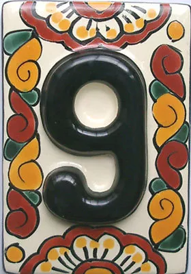 ONE Mexican BLACK Tile House Numbers High Relief Tiles Mexico • $5.50