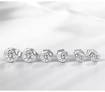 £2.34 • Buy 925 Sterling Silver Simulation Diamond Stud Earrings Women Men's Classic Jewelry
