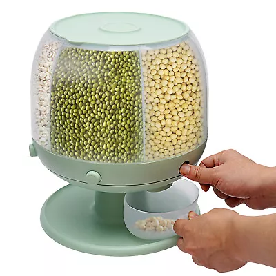 360 Degree Rotating Rice Dispenser Sealed Dry Cereal Grain Bucket Food Container • $26.60