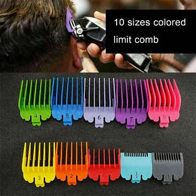10X Hair Clipper Limit Comb Guide Trimmer Set Guards Barber Attachment For WAHL • £5.69