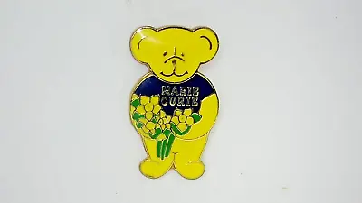 Marie Curie Bear Holding A Bunch Of Daffodils Charity Pin Badge • £1.50