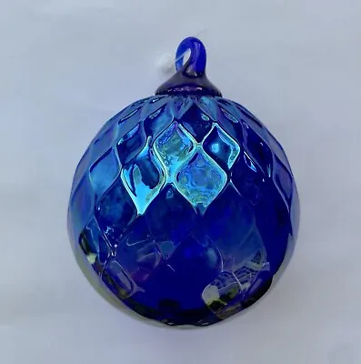 The Glass Studio Classic Round Ornament Blue Diamond Iridescent • $16