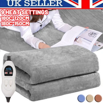 Electric Blanket Heated Under Blanket 9 Heat Settings Single Double King Size • £17.89