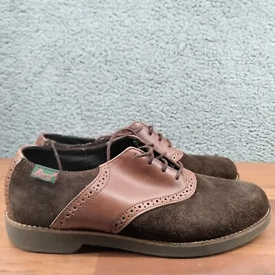 VINTAGE EUC Bass Saddle Oxford Lace Up Shoes 9M Brown Leather Mens • $54.99