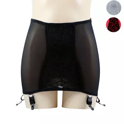 Alacki Open Bottom Girdles Lace Panel 6 Straps Garter Belt Underwear Shapewear • £15