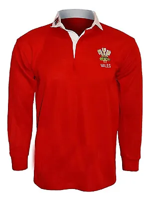 Wales Rugby Shirt RED Retro Classic Traditional Welsh Top All Sizes S - 5XL • £25.50