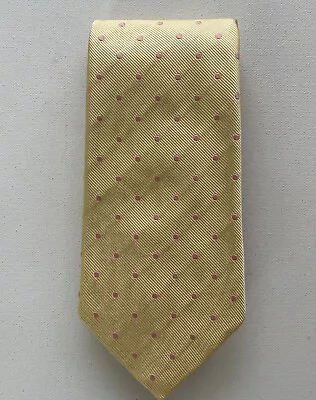 PAUL STUART Dot Print Yellow Silk Neck Tie • $18