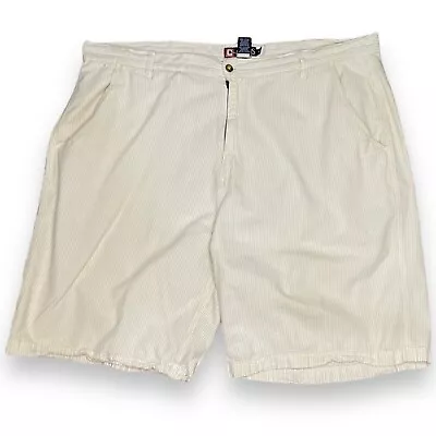 Chaps Golf Chino Shorts Mens 44 Ivory Seersucker Striped Preppy Casual Pockets • $6.77