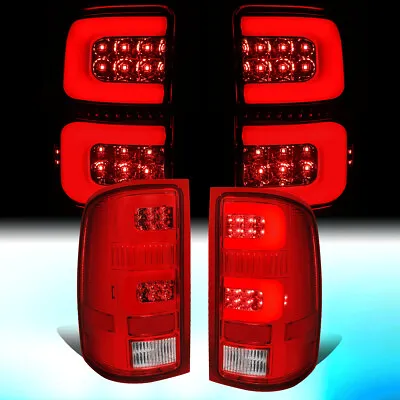 For 2007-2014 Gmc Sierra Pair Red Housing 3d Led Bar Tail Light Rear Brake Lamps • $120.39