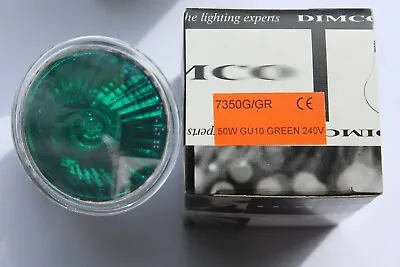 Pack 3 X Dimco Coloured GU10 PAR16 GREEN Halogen Bulbs 50w 36 Degree Flood   • £7.99