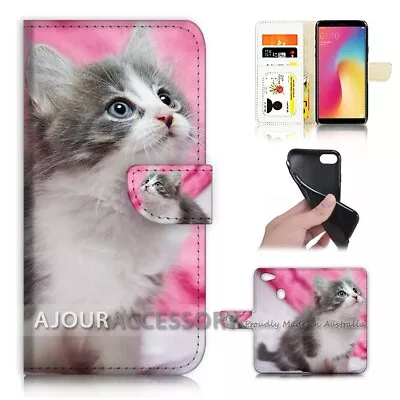 ( For Oppo A73 ) Flip Wallet Case Cover AJ21197 Cute Pussy Cat • $12.99