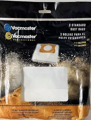 $11.99 • Buy New Vacmaster 4-5 Gallon Standard Vacuum Dry Dust Bags For Shop-Vac - 3-Pack