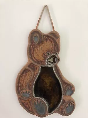 Vtg Victoria Littlejohn Ceramics Teddy Bear Wall Hanging Trivet Stoneware Glass • $30