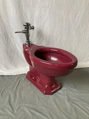 Antique Burgundy T'ang Red Flushometer Toilet Deco Vtg Standard Savoy 10-23E • $995