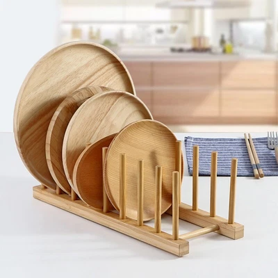 £8.46 • Buy Wooden Dish Plate Rack Cup Drying Holder Drainer Book Stand Storage Organizer UK