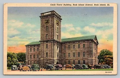 £5.32 • Buy Postcard Clock Tower Building Rock Island Arsenal Illinois Exterior View Cars