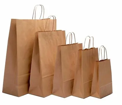£427.24 • Buy Brown Paper Bags With Handles Party And Gift Carrier / Twist Handle Paper Bags